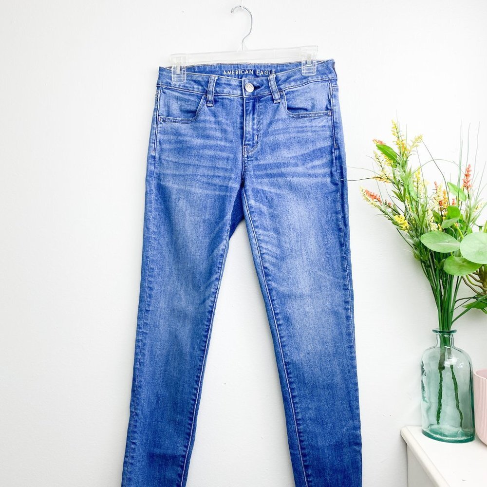 ⭐️ AMERICAN EAGLE Blue Jeggings Skinny Jeans 6 Long - Picture 3 of 8